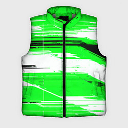 Мужской жилет Горизонтальные чёрно-белые линии на зелёном фоне, цвет: 3D-светло-серый