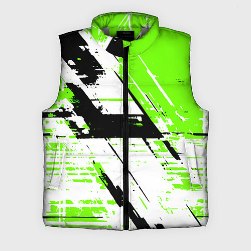 Мужской жилет Diagonal black and green stripes on a white backgr / 3D-Светло-серый – фото 1