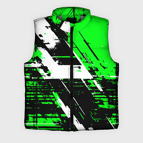 Мужской жилет Diagonal black and white stripes on a green backgr / 3D-Светло-серый – фото 1