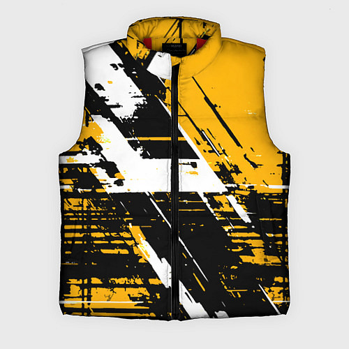 Мужской жилет Diagonal black and white stripes on a yellow backg / 3D-Красный – фото 1