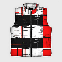 Мужской жилет Чёрные и красные полосы на белом фоне, цвет: 3D-черный