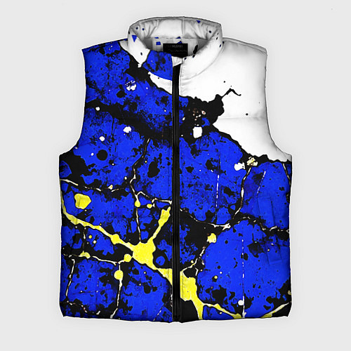 Мужской жилет Сине-жёлтая абстракция на белом фоне / 3D-Светло-серый – фото 1
