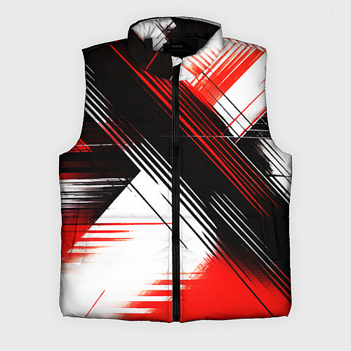 Мужской жилет Диагональные красно-чёрные линии на белом фоне / 3D-Черный – фото 1