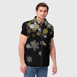 Мужской жилет Снежинки объемные золотистые, цвет: 3D-черный — фото 2