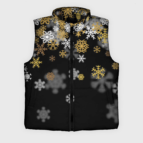 Мужской жилет Снежинки объемные золотистые / 3D-Черный – фото 1