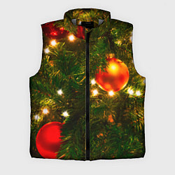 Мужской жилет Новогодние украшения на ёлке, цвет: 3D-светло-серый