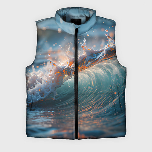Мужской жилет Волна и блики солнца / 3D-Черный – фото 1