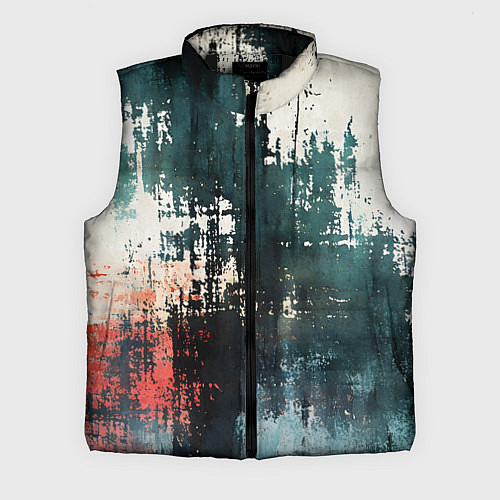Мужской жилет Чёрно-красная ржавчина на белом фоне / 3D-Черный – фото 1