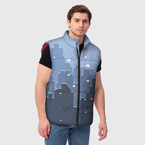 Мужской жилет Снег в городе / 3D-Красный – фото 3