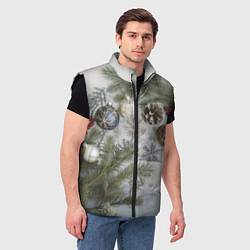 Мужской жилет Новогодние ветки, цвет: 3D-черный — фото 2