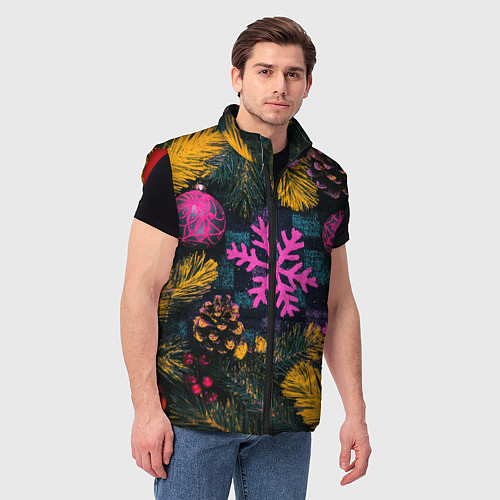 Мужской жилет Новый год и краски / 3D-Красный – фото 3