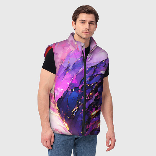 Мужской жилет Фиолетово-розовая абстракция / 3D-Красный – фото 3