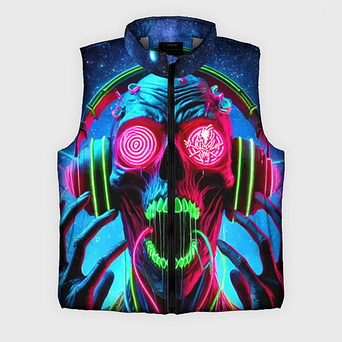 Мужской жилет Metallica - neon skull with headphones / 3D-Светло-серый – фото 1