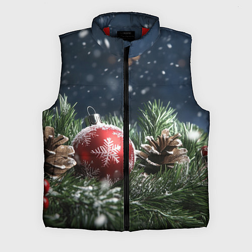 Мужской жилет Новогодний шар и шишка / 3D-Красный – фото 1