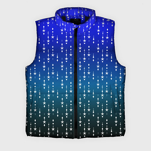Мужской жилет Градиент сине-зелёный со звёздочками / 3D-Черный – фото 1