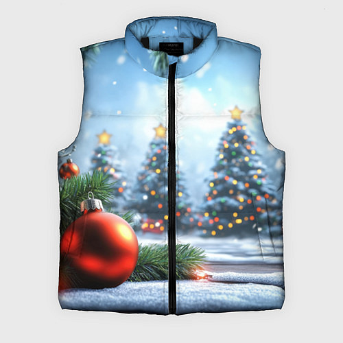 Мужской жилет Новогодние елки и шар / 3D-Черный – фото 1