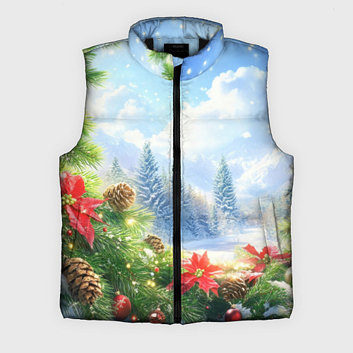 Мужской жилет Новогодний дневной пейзаж / 3D-Черный – фото 1