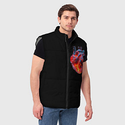 Мужской жилет Яркое стеклянное сердце огонь внутри, цвет: 3D-светло-серый — фото 2