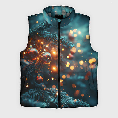 Мужской жилет Елочные шары и боке / 3D-Светло-серый – фото 1