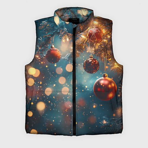 Мужской жилет Новый год боке стиль / 3D-Светло-серый – фото 1