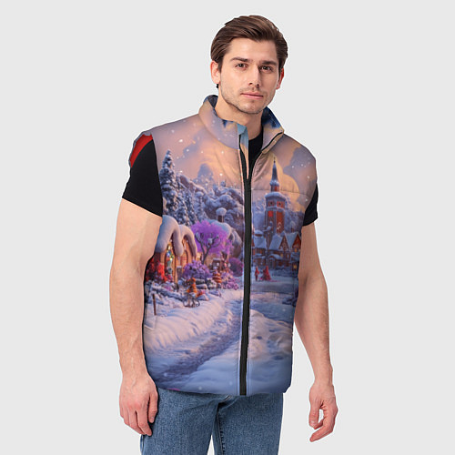 Мужской жилет Тропинка к новому году / 3D-Красный – фото 3