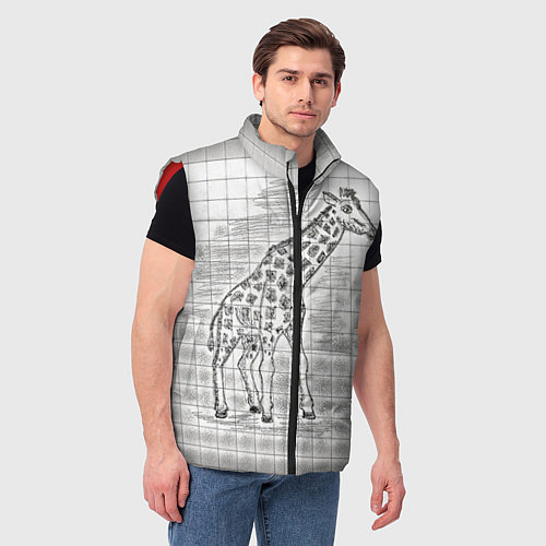Мужской жилет Жираф на тетрадном листе / 3D-Красный – фото 3