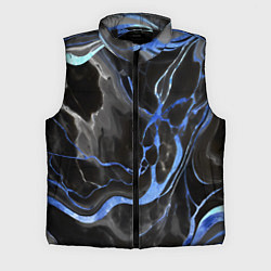 Мужской жилет Синие флюиды на чёрном фоне