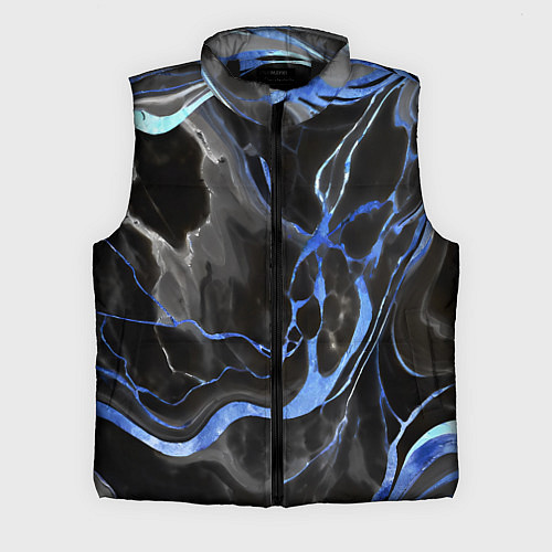Мужской жилет Синие флюиды на чёрном фоне / 3D-Черный – фото 1