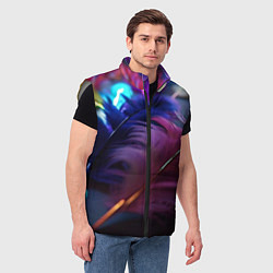 Мужской жилет Перья неоновой птицы, цвет: 3D-светло-серый — фото 2