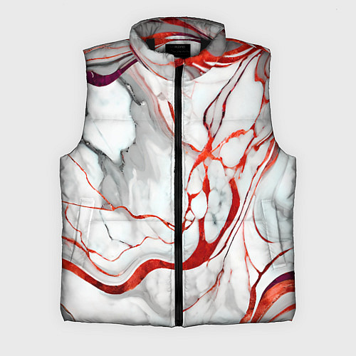 Мужской жилет Красно-белый мрамор / 3D-Черный – фото 1