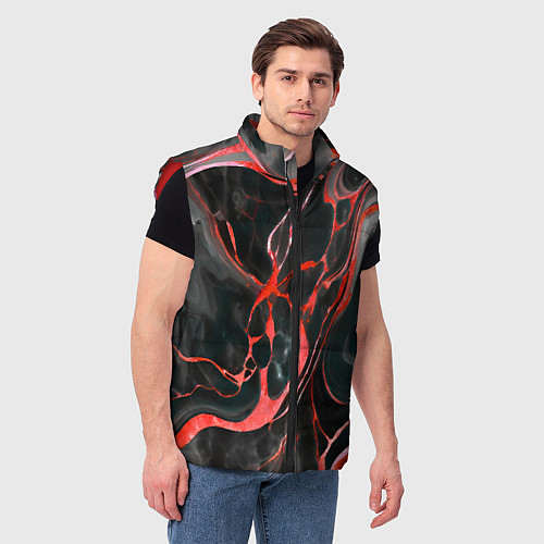 Мужской жилет Красно-чёрный мрамор / 3D-Красный – фото 3