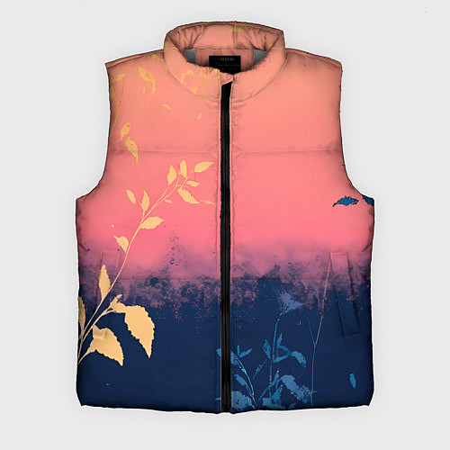 Мужской жилет Листья на сине-розовом фоне - нейросеть / 3D-Светло-серый – фото 1