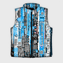 Мужской жилет Киберпанк паттерн синий, цвет: 3D-черный