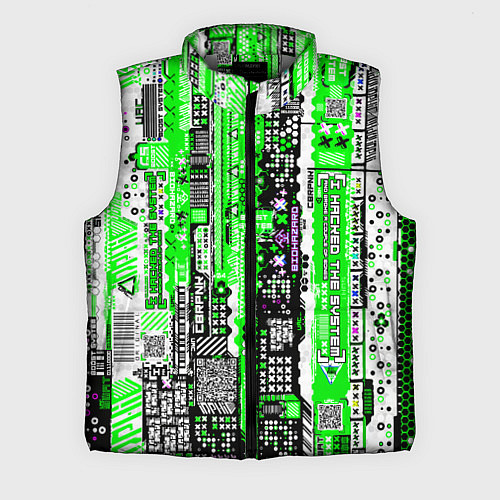 Мужской жилет Киберпанк паттерн зелёный / 3D-Светло-серый – фото 1