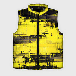 Мужской жилет Чёрно-жёлтый техно-паттерн, цвет: 3D-светло-серый
