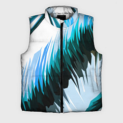 Мужской жилет Чёрно-синие острые полосы на белом фоне, цвет: 3D-светло-серый