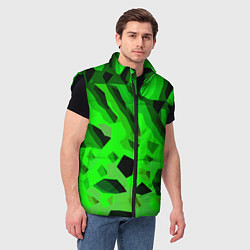 Мужской жилет Чёрно-зелёная пористая абстракция, цвет: 3D-черный — фото 2