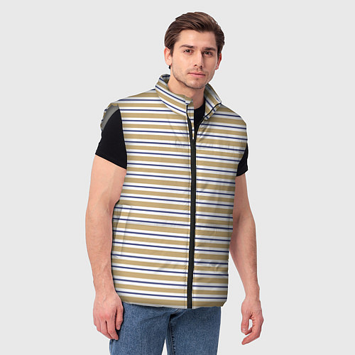 Мужской жилет Бежевый с синей полосой / 3D-Светло-серый – фото 3