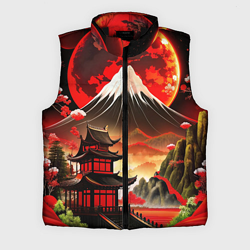 Мужской жилет Коллаж Японской природы / 3D-Черный – фото 1