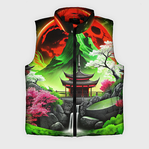 Мужской жилет Водопад японии и природа / 3D-Черный – фото 1