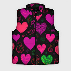 Мужской жилет Сердечки на черном, цвет: 3D-черный