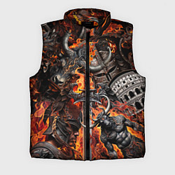 Мужской жилет Гладиатор и минотавр на фоне огня мечей и щитов, цвет: 3D-черный
