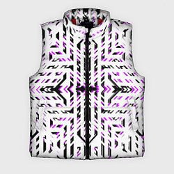 Мужской жилет Чёрно-фиолетовые диагональные полосы на белом фоне