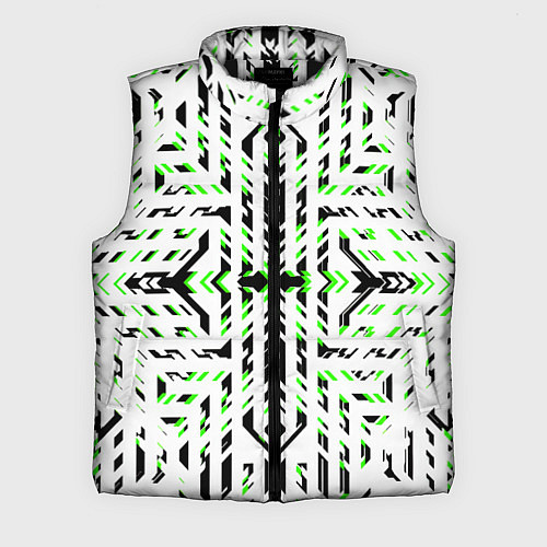 Мужской жилет Чёрно-зелёный диагональные полосы на белом фоне / 3D-Черный – фото 1
