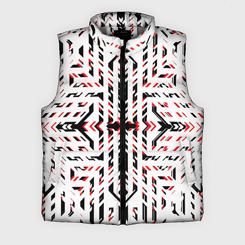 Мужской жилет Чёрно-красные диагональные полосы на белом фоне / 3D-Светло-серый – фото 1