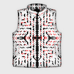 Мужской жилет Чёрно-красные диагональные полосы на белом фоне, цвет: 3D-светло-серый
