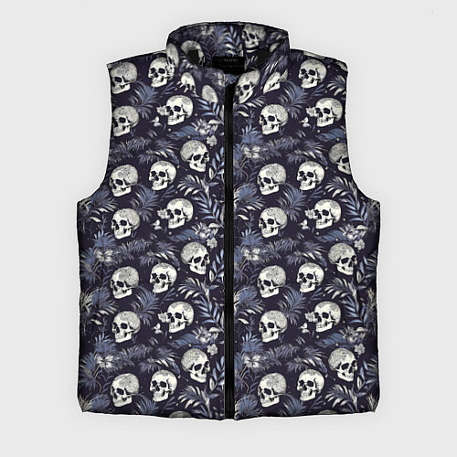 Мужской жилет Черепа и ветви пальмы / 3D-Черный – фото 1
