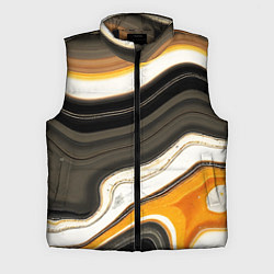 Мужской жилет Волнистые чёрно-жёлтые полосы на белом фоне, цвет: 3D-черный
