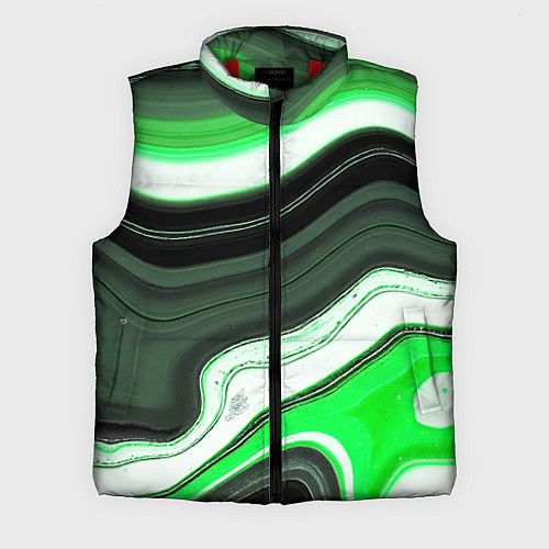 Мужской жилет Волнистые горизонтальные чёрно-зелёные полосы на б / 3D-Красный – фото 1