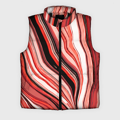 Мужской жилет Волнистые вертикальные чёрно-красные полосы / 3D-Черный – фото 1